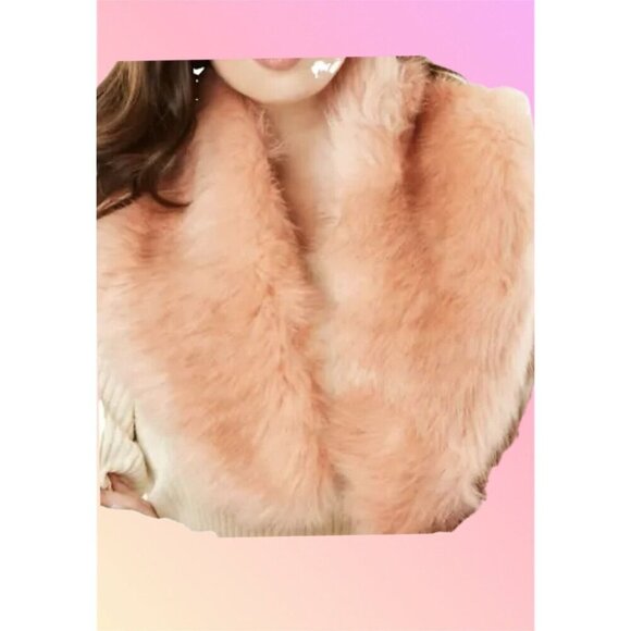 Roaman's Pink Blush Faux Fur Lined Adjustable 40" Neck Scarf - Picture 1 of 4
